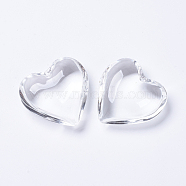 Glass Pendants, Heart, Clear, 42x43.5x15mm, Hole: 2mm(X-EGLA-K011-07A-02)