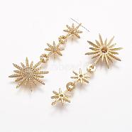 Brass Micro Pave Cubic Zirconia Pendants, Star, Big Pendants, Golden, 57x21x3.8mm(ZIRC-N025-63G)