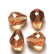 Imitation Austrian Crystal Beads, Grade AAA, Faceted, Drop, PeachPuff, 8x10mm, Hole: 0.9~1mm(SWAR-F062-10x8mm-18)