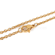 304 Stainless Steel Cable Chain Necklace Making, with Lobster Claw Clasps, Vacuum Plating, Golden, 17.7 inch(45cm), 2mm(STAS-P045-01G-A)