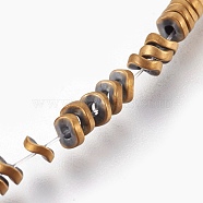 Electroplated Non-magnetic Synthetic Hematite Bead Strand, Twist Square, Frosted, Golden Plated, 3x1mm, Hole: 0.8mm, about 384pcs/strand, 15.7 inch(40cm)(G-E498-18D)