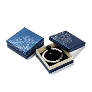 Cardboard Jewelry Bracelet Boxes, Velours inside, with Sponge, Medium Blue, 90x90x34mm(X-CBOX-E009-02)