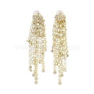 Brass Pendants Stud Earrings, Oblate Fringe, Golden, 90x14mm(EJEW-B046-12G)