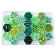 DIY 24 Style Acrylic & Resin Beads Jewelry Making Finding Kit, Round & Rice, Pale Green, 2.2~12x1.5~11.5mm, Hole: 0.7~2.2mm(DIY-NB0012-01D)