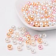 Barely Pink Mix Pearlized Glass Pearl Beads, Mixed Color, 6mm, Hole: 1mm, about 200pcs/bag(HY-X006-6mm-01)