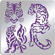 Stainless Steel Cutting Dies Stencils, for DIY Scrapbooking/Photo Album, Decorative Embossing DIY Paper Card, Stainless Steel Color, Tiger Pattern, 156x156mm(DIY-WH0279-006)