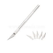 Manganese Steel Craft Knife Kit, with 5 Pcs Blades, for Cutting Carving Scrapbooking Art Creation, Silver, Knifes: 145x8mm, Blade: 39x8x0.5mm, 5pcs(TOOL-R124-02E)