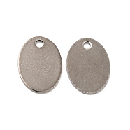 201 Stainless Steel Pendants, Oval Charm, Stainless Steel Color, 15x11x0.5mm, Hole: 1.5mm(STAS-P320-31P)