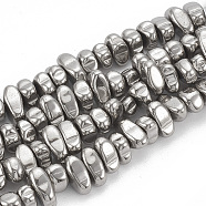 Electroplate Non-magnetic Synthetic Hematite Beads Strands, Nuggets, Silver Plated, 5~10x4.5~5.5x4mm, Hole: 1mm, about 105pcs/strand, 14.9 inch(G-T061-102N)