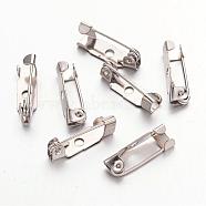 Platinum Iron Pin Backs Brooch Safety Pin Findings, with One Hole, 15x5x4.5mm, Hole: 1.8mm(X-IFIN-S276)