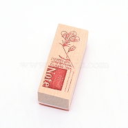 Wooden Stamps, with Rubber, Rectangle, Flower Pattern, 55x22x19mm(AJEW-WH0018-64H)
