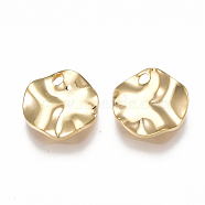 Brass Charms, Flat Round, Nickel Free, Real 18K Gold Plated, 10x1.5mm, Hole: 1.5mm(KK-S350-101G)