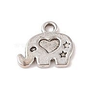 Tibetan Style Alloy Charms, Cadmium Free & Lead Free, Elephant, Antique Silver, 11.5x12.5x1mm, Hole: 1.8mm(TIBE-Q090-16AS)