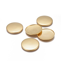 304 Stainless Steel Milled Edge Bezel Cups, Cabochon Settings, Flat Round, Golden, Tray: 25mm, 26x1.5mm(STAS-P236-25G)