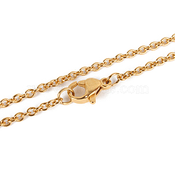 304 Stainless Steel Cable Chain Necklace Making, with Lobster Claw Clasps, Ion Plating(IP), Golden, 17.7 inch(45cm), 2mm(STAS-P045-01G-A)