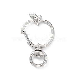 Apple Alloy Swivel Clasps, Long-Lasting Plated, Platinum, 38x23.5x6mm, Hole: 8.5x4.5mm(X-FIND-L012-02P)