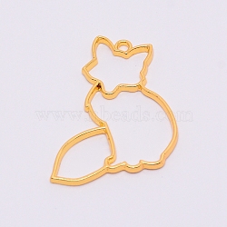 Alloy Open Back Bezel Pendants, DIY Accessories for Jewelry Making, For DIY UV Resin, Epoxy Resin, Fox Shape, Golden, 46x36x2.2mm, Hole: 2.6mm(PALLOY-WH0081-03)