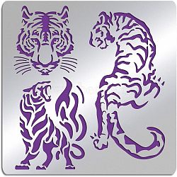 Stainless Steel Cutting Dies Stencils, for DIY Scrapbooking/Photo Album, Decorative Embossing DIY Paper Card, Stainless Steel Color, Tiger Pattern, 156x156mm(DIY-WH0279-006)