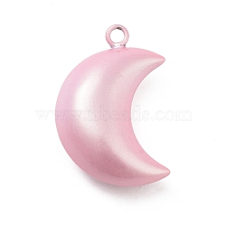 Brass Pendants, Moon, Pink, 37x24.5x13.5mm, Hole: 3mm(KK-A213-01B)