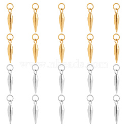 20Pcs 2 Colors Electroplating 304 Stainless Steel Pendulum Pendant, with Jump Ring, Bullet, Golden & Stainless Steel Color, 19x5mm, Hole: 4mm, 10pcs/color(STAS-UN0033-67)