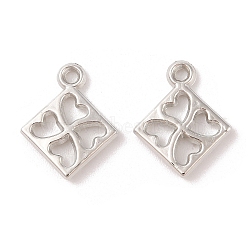 CCB Plastic Pendants, Rhombus with Hollow Clover, Platinum, 19.5x16x3mm, Hole: 2mm(CCB-N006-10P)