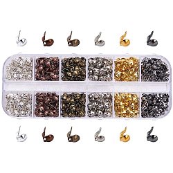 Iron Bead Tips Knot Covers, Mixed Color, 8x4mm, Hole: 1.5mm, Inner Diameter: 3mm, 564~624pcs/box(IFIN-PH0024-17-WH)