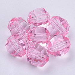 Transparent Acrylic Beads, Faceted, Round, Pink, 6x5.5mm, Hole: 1.3mm, about 4500pcs/500g(TACR-Q256-6mm-V03)