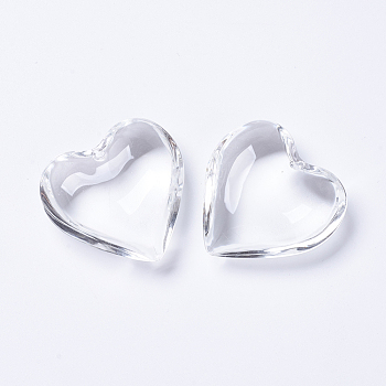Glass Pendants, Heart, Clear, 42x43.5x15mm, Hole: 2mm