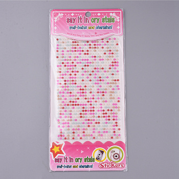 Acrylic Imitation Pearl Stickers, Half Round Pearls Stickers, for Scrapbooking and Crafts, Mixed Color, 2.5x1.5mm, 850pcs/sheets