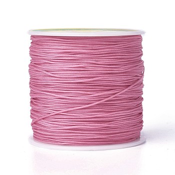 Round String Thread Polyester Fibre Cords, Flamingo, 0.8mm, about 109.36 yards(100m)/roll