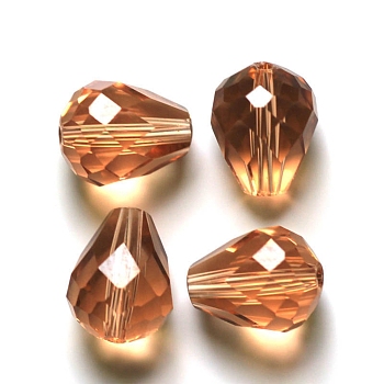 Imitation Austrian Crystal Beads, Grade AAA, Faceted, Drop, PeachPuff, 8x10mm, Hole: 0.9~1mm