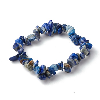 Natural Lapis Lazuli Chip Bead Stretch Bracelets for Children, Inner Diameter: 1-7/8 inch(4.8~5.1cm)