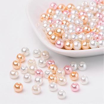 Barely Pink Mix Pearlized Glass Pearl Beads, Mixed Color, 6mm, Hole: 1mm, about 200pcs/bag
