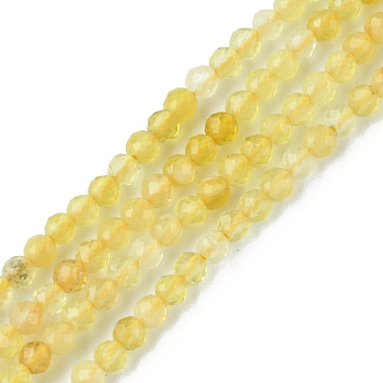 Natural Yellow Opal Beads Strands, Faceted, Round, 2mm, Hole: 0.6mm, about 196~199pcs/strand, 15.43~15.67 inch(39.2~39.8cm)