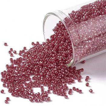 TOHO Round Seed Beads, Japanese Seed Beads, (125) Opaque Luster Cherry, 15/0, 1.5mm, Hole: 0.7mm, about 3000pcs/10g
