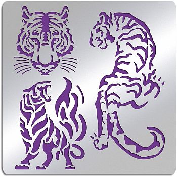 Stainless Steel Cutting Dies Stencils, for DIY Scrapbooking/Photo Album, Decorative Embossing DIY Paper Card, Stainless Steel Color, Tiger Pattern, 156x156mm