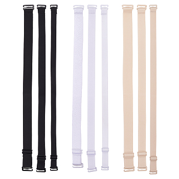9 Pairs 9 Style Adjustable Bra Straps, Polyester Non-slip Bra Shoulder Strap for Women, with Plastic Buckle, Mixed Color, 348~358x12~18x1mm, 1 pair/style