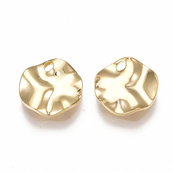 Brass Charms, Flat Round, Nickel Free, Real 18K Gold Plated, 10x1.5mm, Hole: 1.5mm