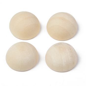 Unfinished Natural Wood Cabochons, Undyed, Half Round/Dome, Old Lace, 19x10mm