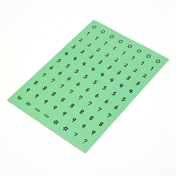 Plastic Stickers, Round with Number, Green, 14x10cm