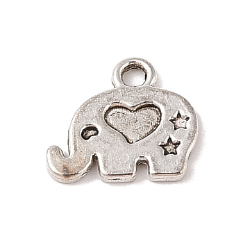 Tibetan Style Alloy Charms, Cadmium Free & Lead Free, Elephant, Antique Silver, 11.5x12.5x1mm, Hole: 1.8mm