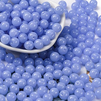 Imitation Jade Glass Seed Beads, Round, Royal Blue, 8x7.5mm, Hole: 1.6mm, about 681pcs/pound