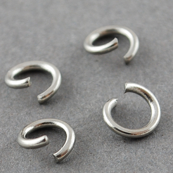 304 Stainless Steel Jump Rings, Open Jump Rings, Stainless Steel, 18 Gauge, 8x1mm, Inner Diameter: 6mm