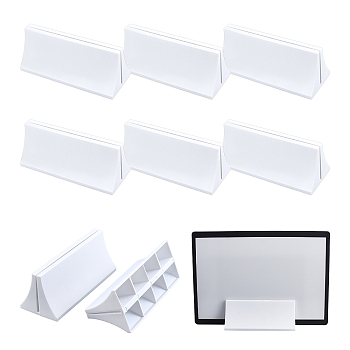 NBEADS 6Pcs Triangle Plastic Card Holders, Price Tag Name Stand, White, 60x150x60mm