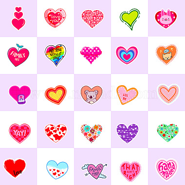 50Pcs Valentine's Day Waterproof Vinyl Heart Stickers Set(PW-WG30645-01)-4