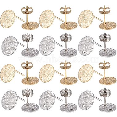 Golden & Stainless Steel Color Flat Round 304 Stainless Steel Stud Earring Findings