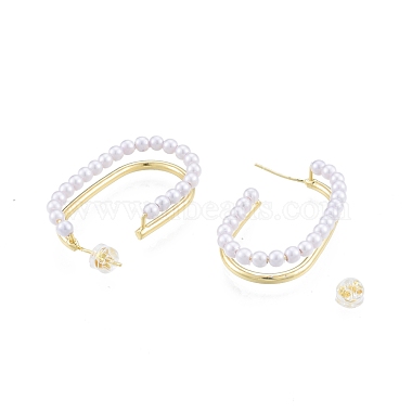 ABS Plastic Imitation Pearl Oval Stud Earrings(EJEW-P205-03G)-6