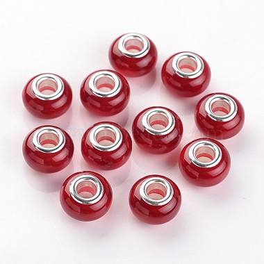 14mm Red Rondelle Resin+Brass Core Beads