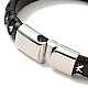 Black Leather & 304 Stainless Steel Rope Braided Cord Bracelet Magnetic Clasp for Men Women(BJEW-C021-12)-5