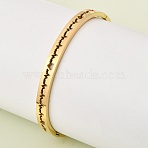 304 Stainless Steel Hinged Bangles, Wide Bangles for Women, Heartbeat, Ion Plating(IP), Real 18K Gold Plated, Inner Diameter: 1.99 inch(5.05cm)x2.36 inch(6cm)(BJEW-D408-24G)